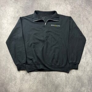 Brazzers Quarter Zip Sweatshirt Mens Medium Black Pullover Fleece Logo